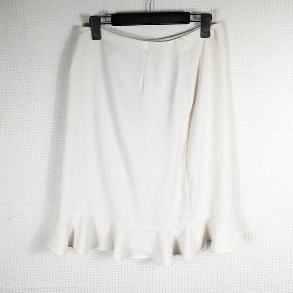 Toto N Ko 6 White Ruffle Hem Midi Skirt Women Polyester Lined Spring Party USA - Picture 1 of 4